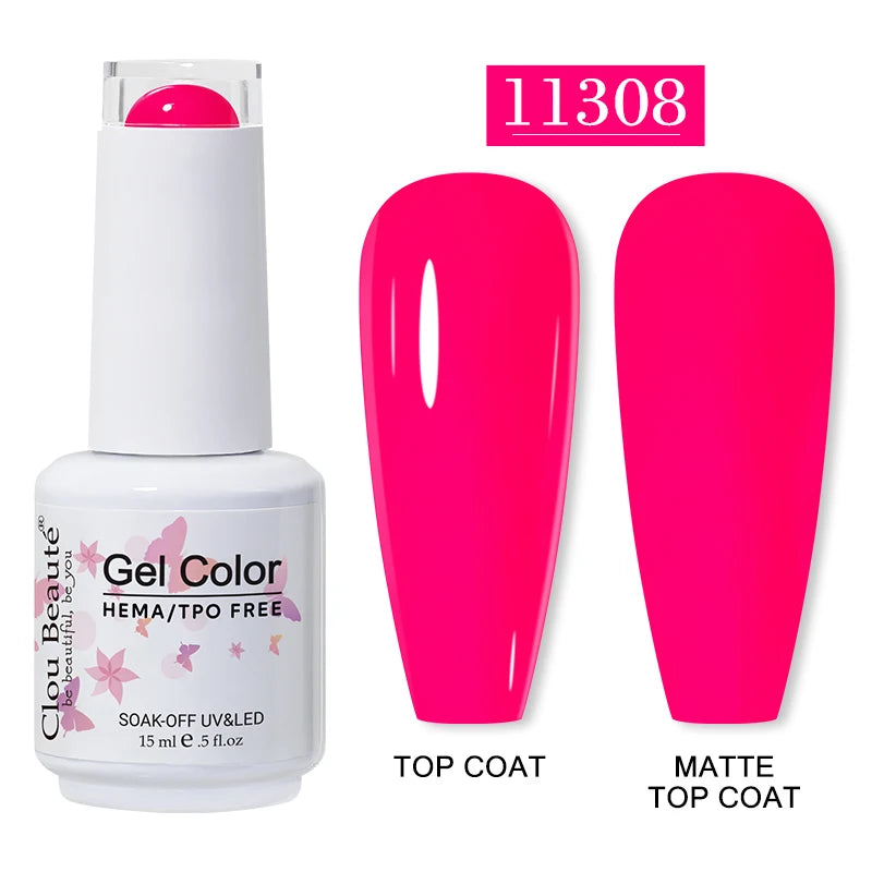 Clou Beaute 15ml Red Color Gel Polish Vernis Semi Permanent UV Varnish Gel Nail Polish Hema TPO Free Nails Art Manicure TOP BASE