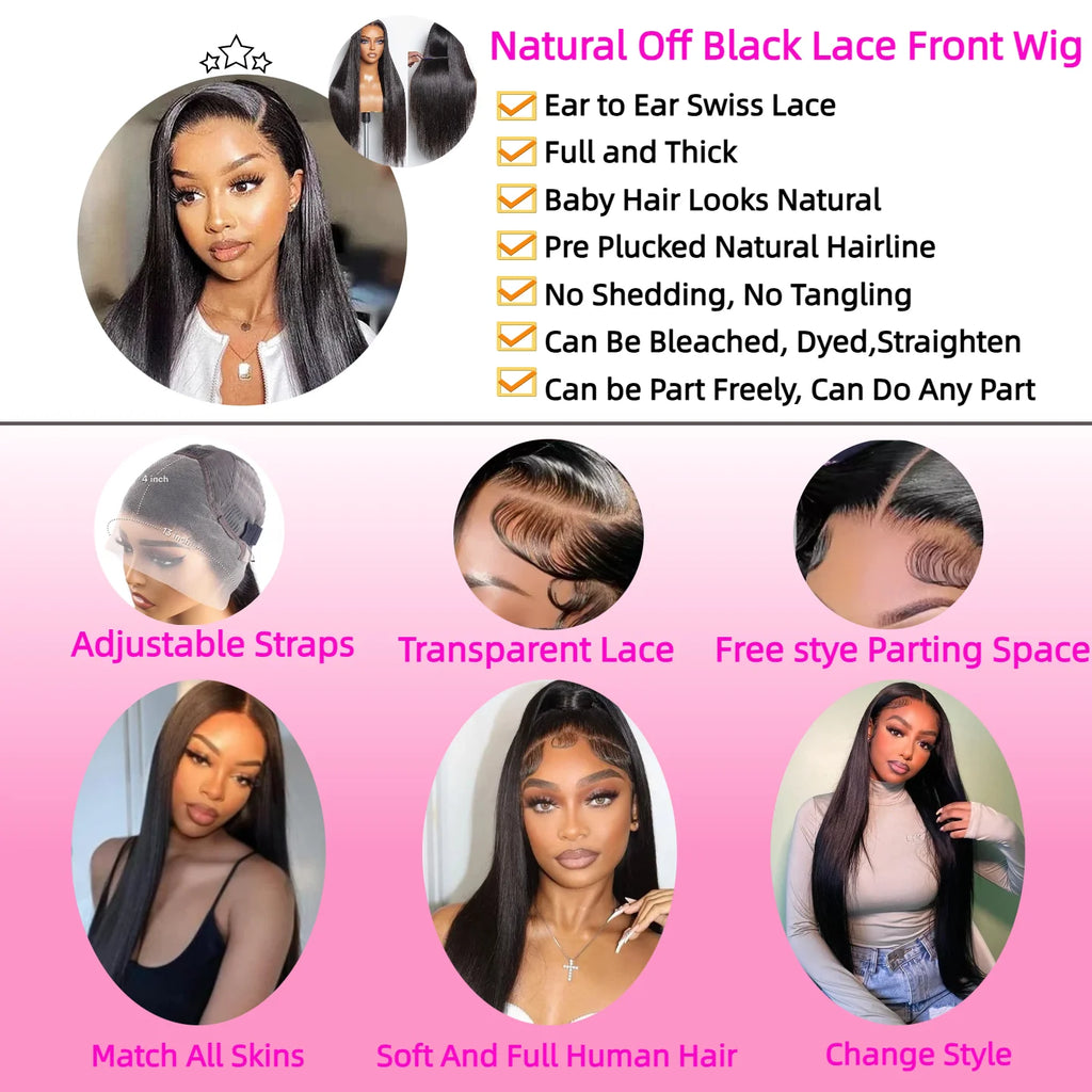 Glueless 5x5 7x6 Bone Straight HD Lace Front Wig Straight Human Hair For Black Women Pre Plucked Brazilian Lace Frontal Wigs