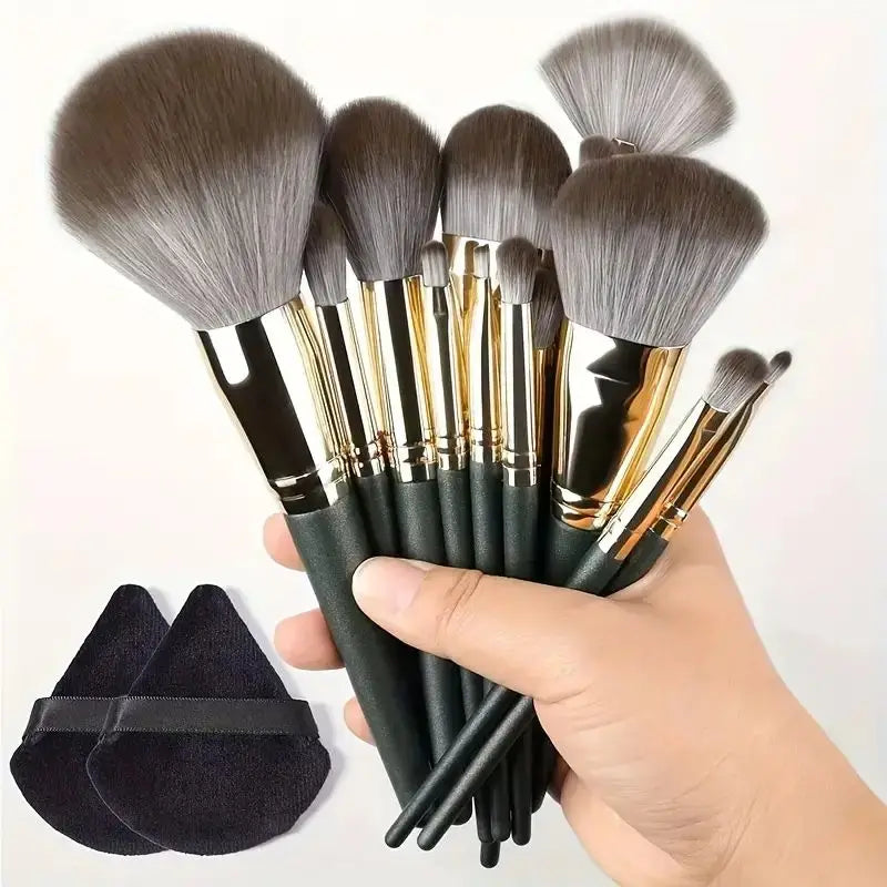 Vegan Makeup Brush Set - Soft Fluffy Kabuki & Blending Brushes for Foundation, Contour & Baking, Cruelty-Free Salon Tools