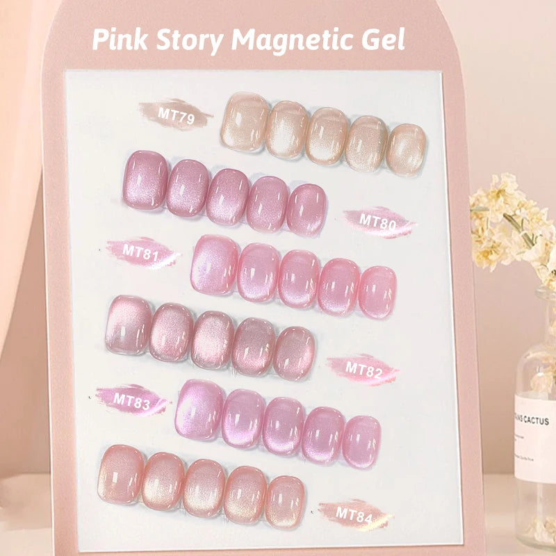 Pink Story Cat Magnetic Gel Nail Polish Nude Pink Gold Light Semi Permanent UV Gel Varnish Soak Off Nail Supplies Manicure DIY