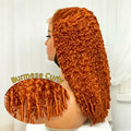 Ginger Orange Burmese Curly Human Hair Wig Pre Plucked 13x6 Hd Lace Front Human Hair Wig 200 Density #350 Colored Wig Human Hair