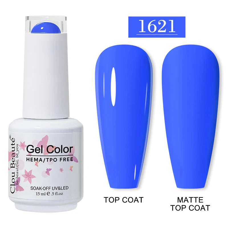 Clou Beaute 15ml Red Color Gel Polish Vernis Semi Permanent UV Varnish Gel Nail Polish Hema TPO Free Nails Art Manicure TOP BASE