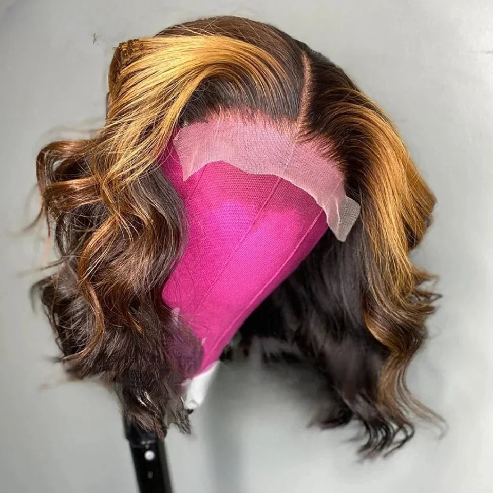 14inch Highlight Blond 100% Human Hair Body Wave Hair Wig 150 Density 5x5 Lace Front with Baby Hair Pre-Plucked Soft Hair Wig
