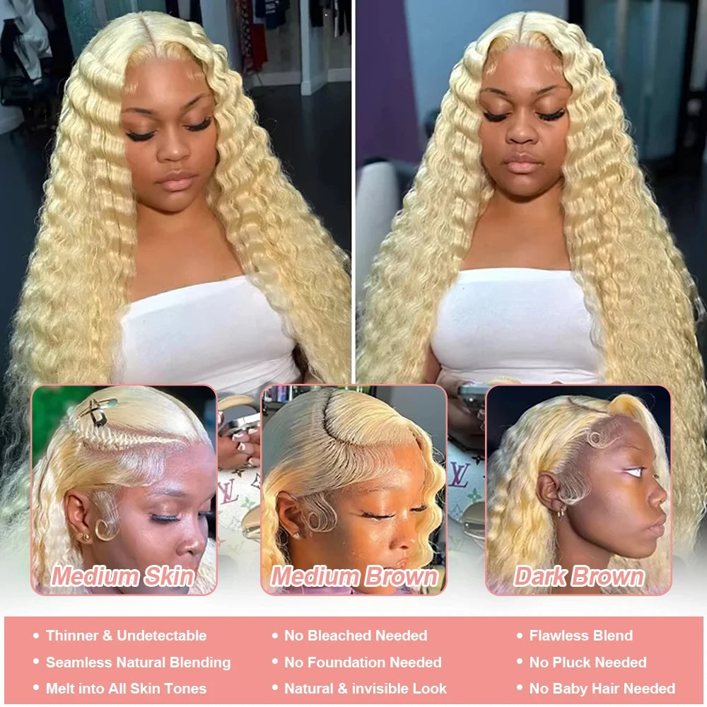 Nexora Deep Wave 13x6 Hd Lace Front Human Hair Wig Water Wave Curly Wigs Blonde Wig 613 With Baby Hair For Woman
