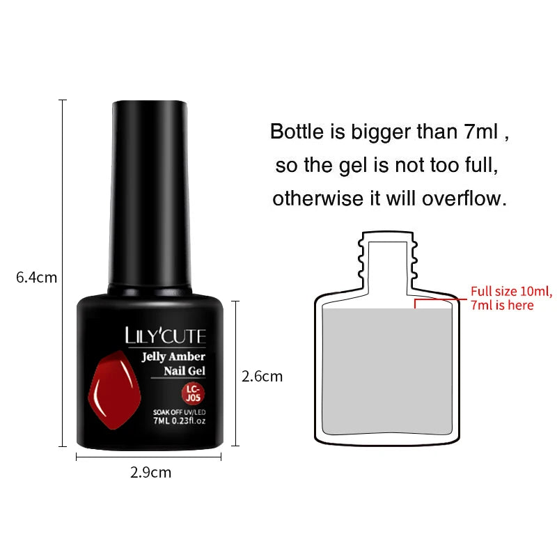 LILYCUTE 7ML Jelly Amber Gel Nail Polish Brown Crystal Translucent Dull Color Nail Art Gel Semi Permanent UV Gel Polish Varnish