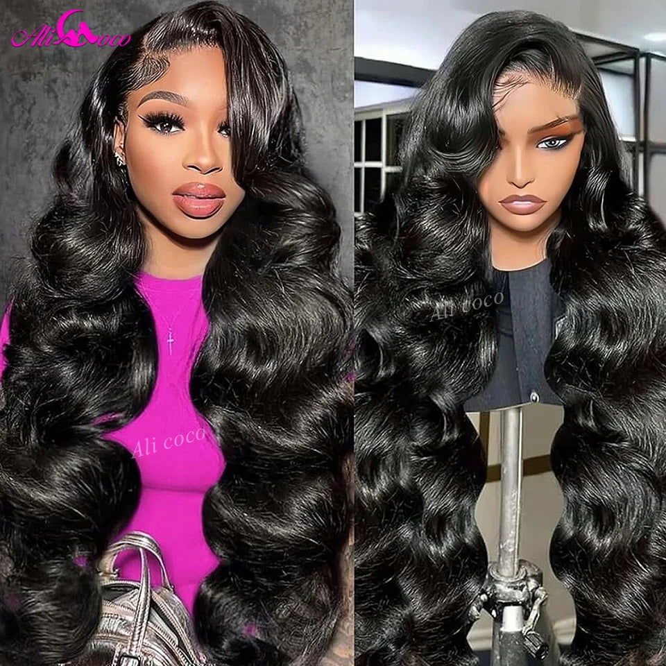 Ali Coco 36 38 Inches 250 Density Body Wave Wig 13x4 13x6 Transparent Lace Front Human Hair Wigs Pre Plucked For Women