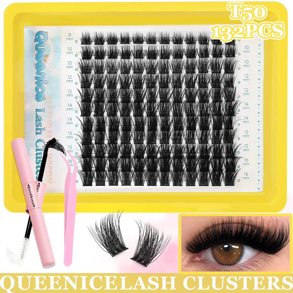 DIY Eyelash Extension Kit Individual Lashes Cluster Mix Lash Clusters with Lash Bond and Seal and Lash Accessories