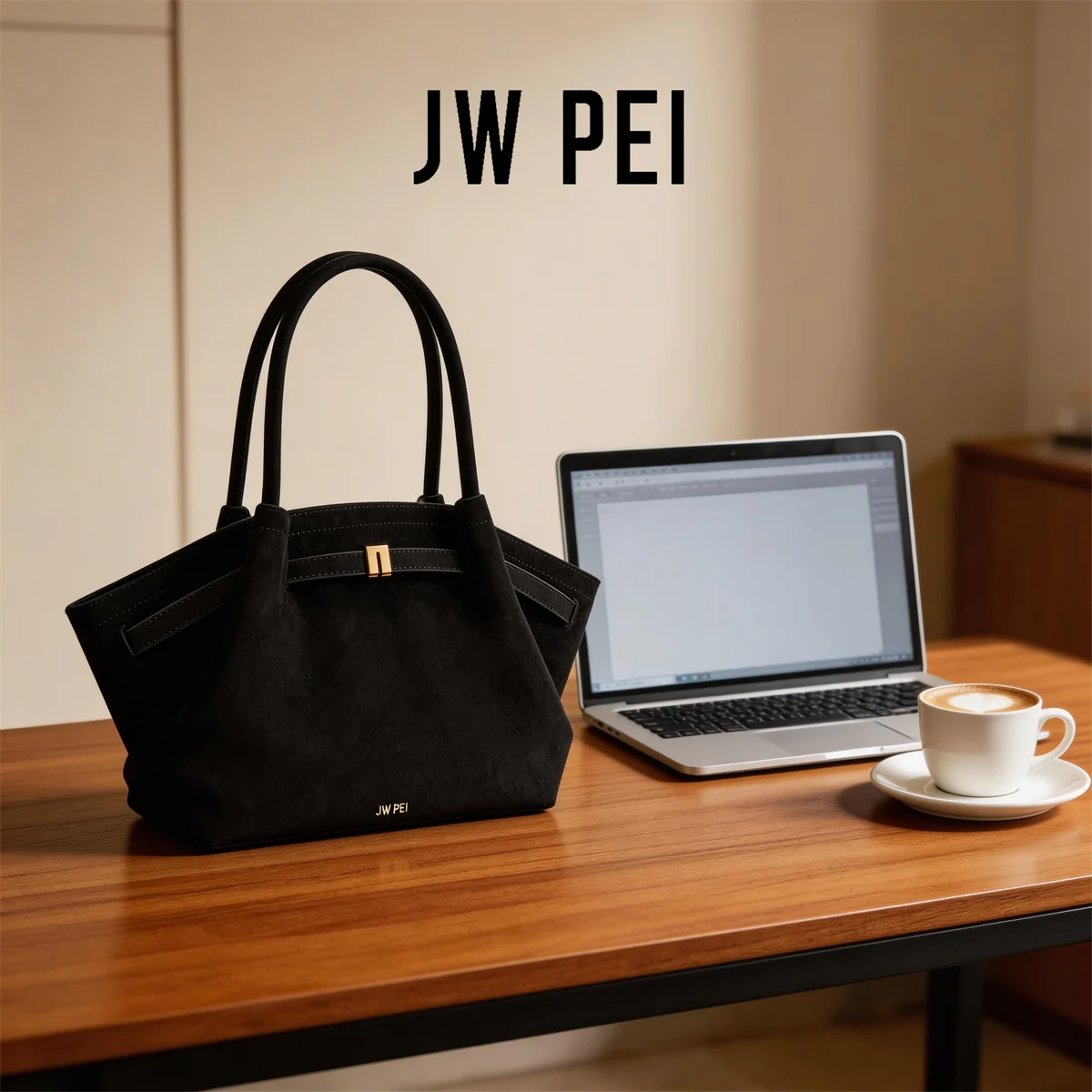 JW PEI Women's High Quality Vintage Dumpling Bag Black Faux Suede, Vegan Leather Crossbody Shoulder Tote Handbag for Everyday