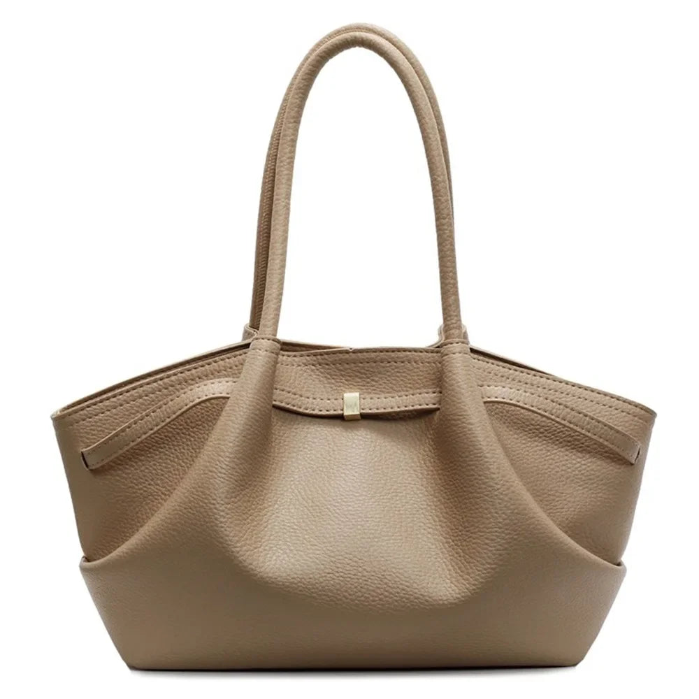 Luxury Lychee Pattern Underarm Shoulder Bags PU Leather Solid Color Women's Handbags Large Capacity Tote Bag Travel
