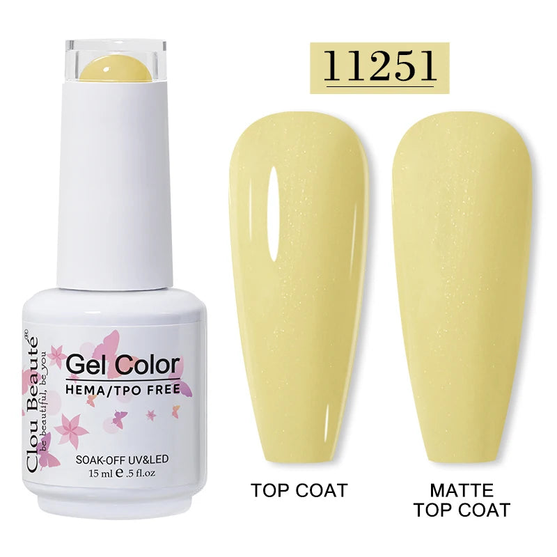 Clou Beaute 15ml Red Color Gel Polish Vernis Semi Permanent UV Varnish Gel Nail Polish Hema TPO Free Nails Art Manicure TOP BASE