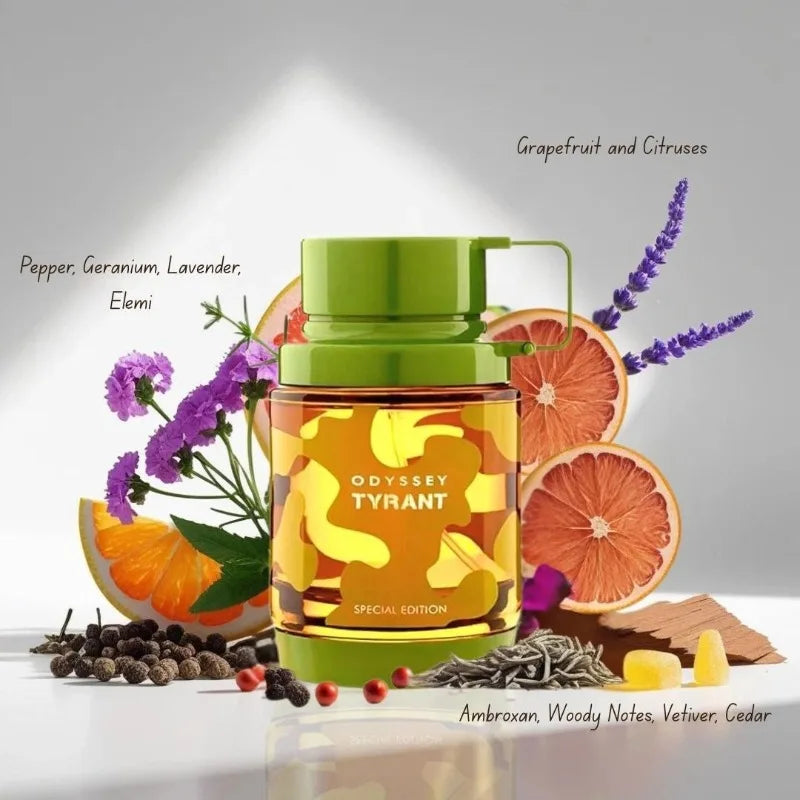 Armaf Odyssey Tyrant Special Eau de Parfum Spray 3.4 Oz Premium Arabian Perfumes Lasting Oriental Woody Male Pheromones Perfume
