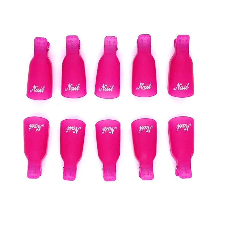 10 Pcs/Bag Colorfulful Acrylic Manicure Art Dipped Cap Clip Nail Cleaning Manicure Uv Gel Nail Polish Dipped Wrapping Tool Finger