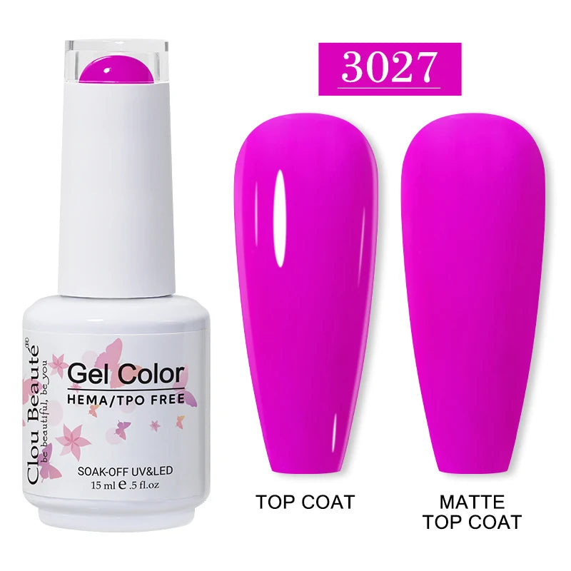 Clou Beaute 15ml Red Color Gel Polish Vernis Semi Permanent UV Varnish Gel Nail Polish Hema TPO Free Nails Art Manicure TOP BASE