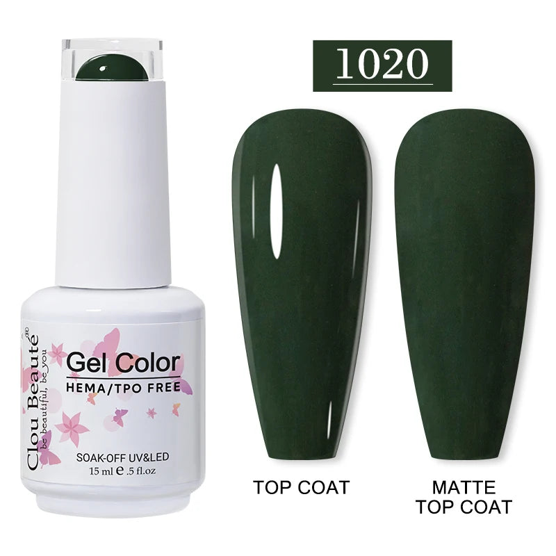 Clou Beaute 15ml Red Color Gel Polish Vernis Semi Permanent UV Varnish Gel Nail Polish Hema TPO Free Nails Art Manicure TOP BASE