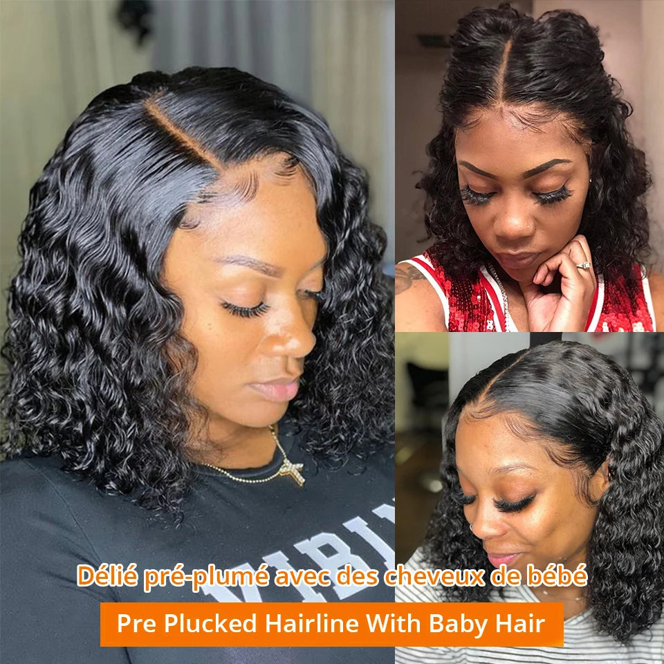 Jerry Burmese Curly 13x4 Glueless Wig Human Hair PrePlucked For Women 250 Density Water Wave 13x6 Short Bob Lace Frontal Wigs