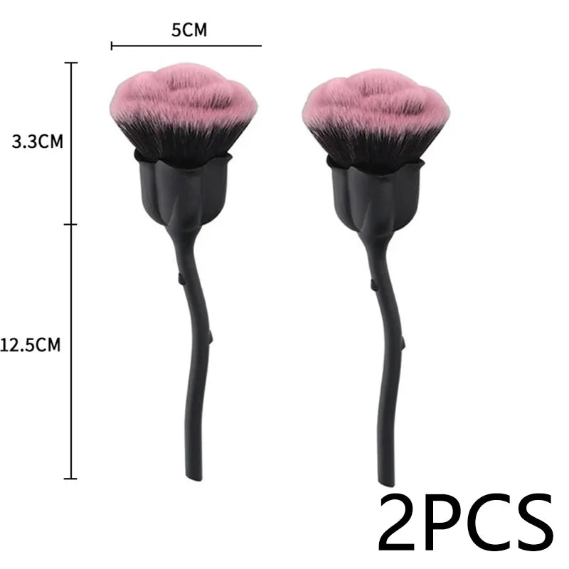 Flower Nail Brush for Manicure Gold Rose Shape Nail Art Brushes Round Small UV Gel Polish Powder Cleaning Tools Nail Accesories