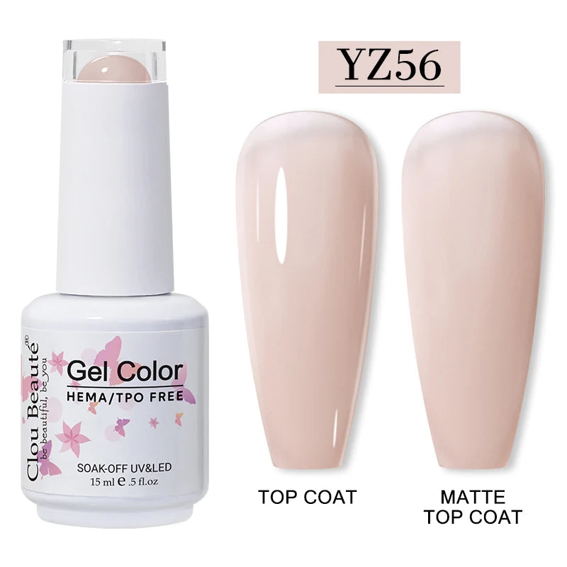 Clou Beaute 15ml Red Color Gel Polish Vernis Semi Permanent UV Varnish Gel Nail Polish Hema TPO Free Nails Art Manicure TOP BASE