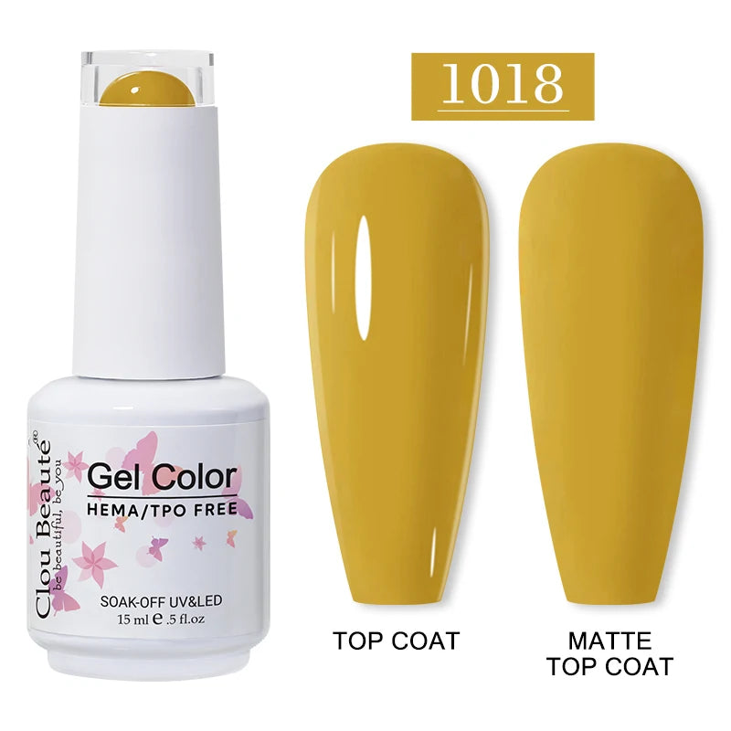 Clou Beaute 15ml Red Color Gel Polish Vernis Semi Permanent UV Varnish Gel Nail Polish Hema TPO Free Nails Art Manicure TOP BASE