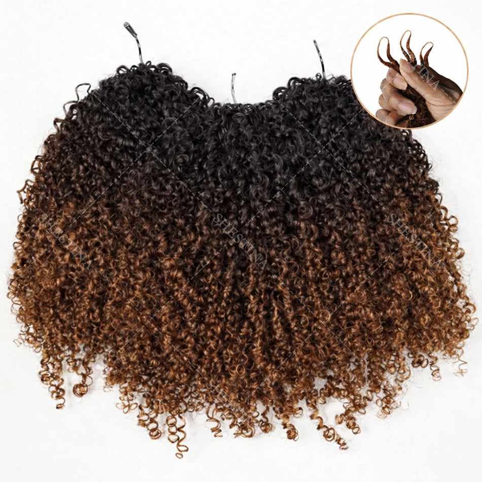 TB/30 Highlight Kinky Curly Crochet Human Hair For Braid Knotless Pre-Separated Feather Crochet Human Hair Extensions for Women