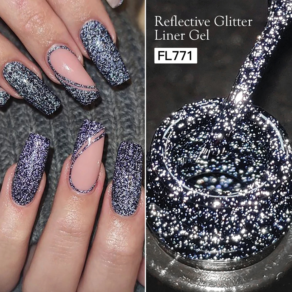FOUR LILY 5ml Reflective Glitter Liner Nail Gel Polish Gold Silver Red Sparkling Nail Supplies UV/LED Varnish Painting Gel
