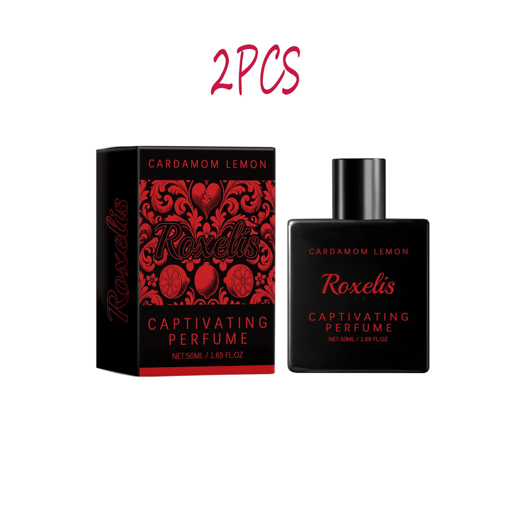 ROXELIS 50 ml Cardamom Lemon Eau de Parfum with a fresh captivating fragrance, blending aromatic cardamom and zesty lemon notes