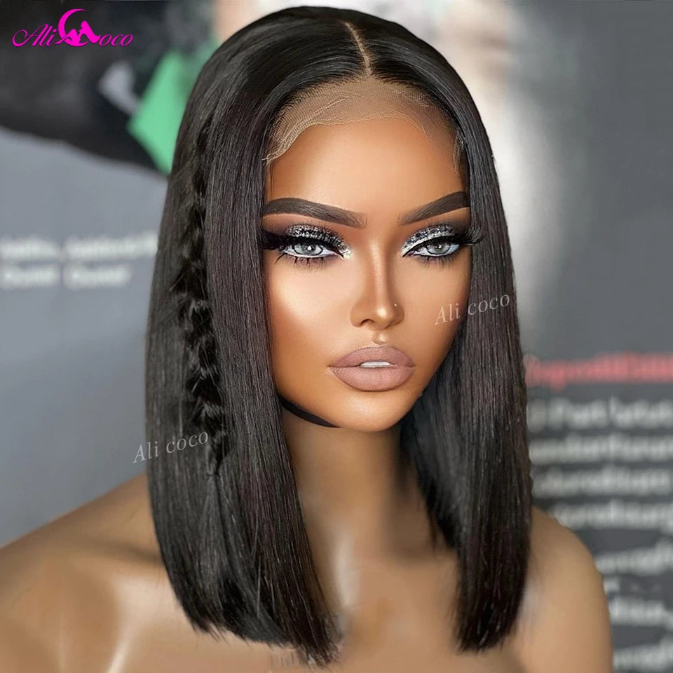 Mixed Highlights Blonde Bob Human Hair Wigs 13x4 Transparent Straight Lace Front Wig 180 Density Short Bob Wig 10-14'' For Women