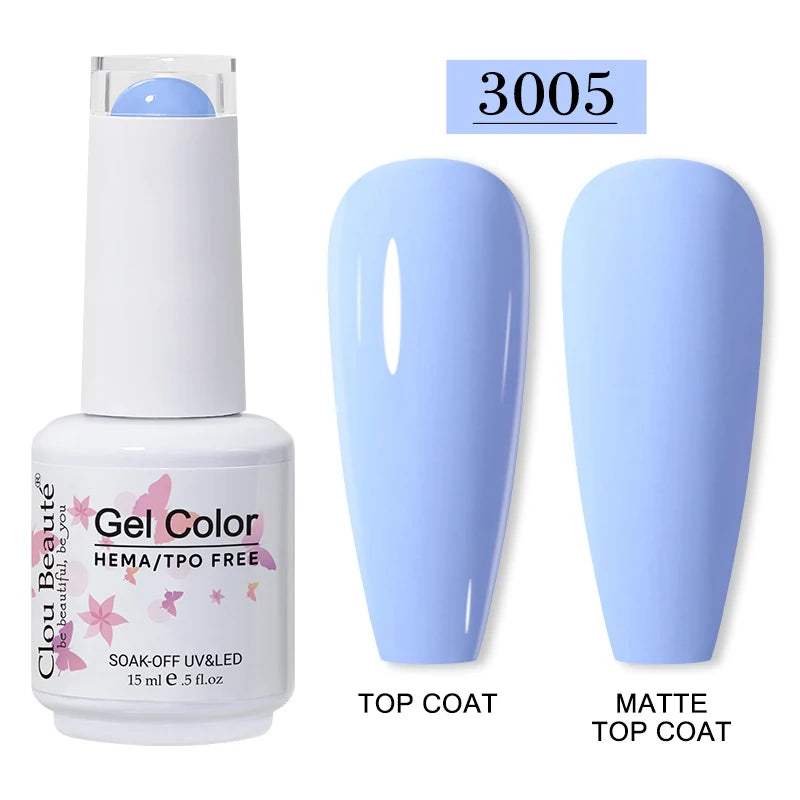 Clou Beaute 15ml Red Color Gel Polish Vernis Semi Permanent UV Varnish Gel Nail Polish Hema TPO Free Nails Art Manicure TOP BASE