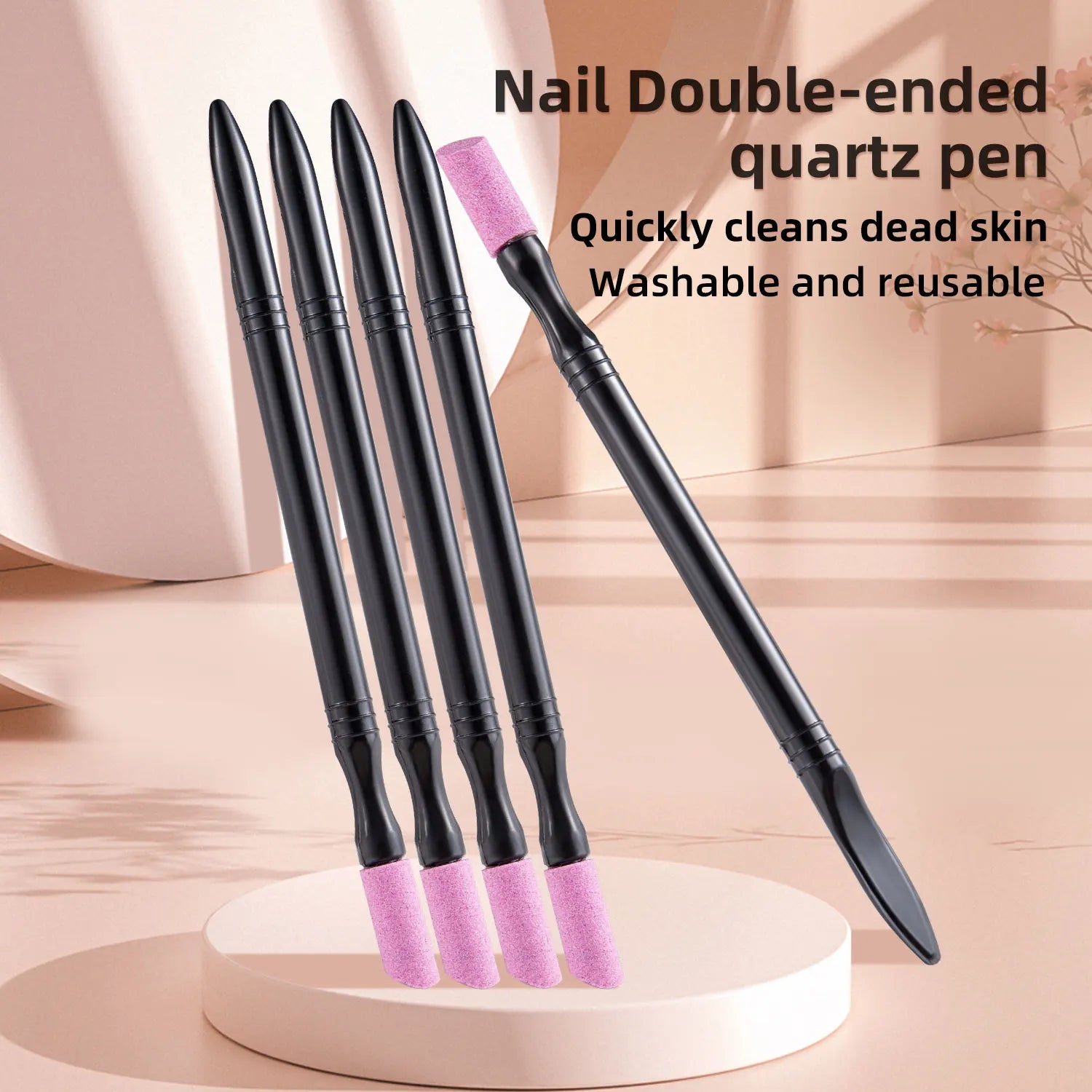 1/5PCS Quartz Pen Nail  Cuticle Pushers Nail Polish Manicure Stick Nail Files Grinding Pen Dead Skin Remover for Natural Nail