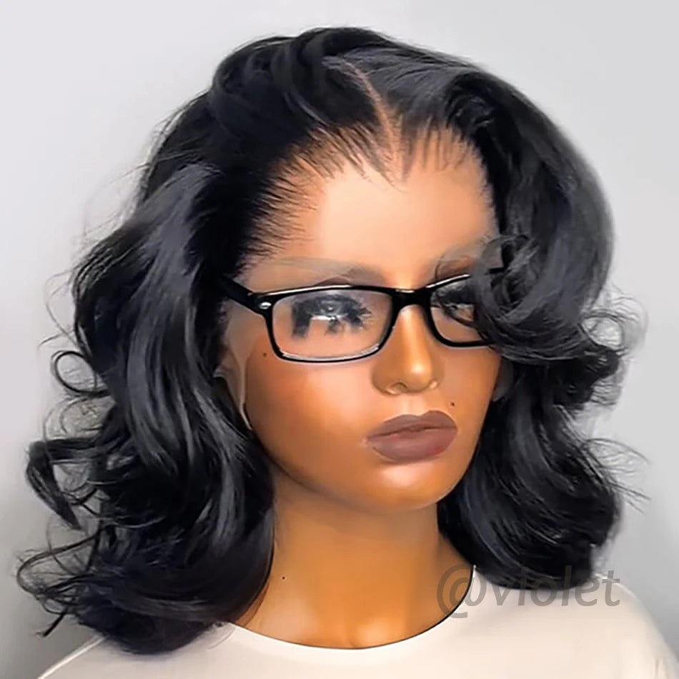 Bob Wigs Body Wave Human Hair Short Bob 13x4 13x6 Lace Front Wig Black 250 Density Glueless Black Lace Frontal Wigs Pre No Gluez