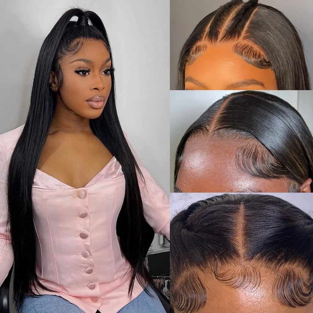 Glueless 5x5 7x6 Bone Straight HD Lace Front Wig Straight Human Hair For Black Women Pre Plucked Brazilian Lace Frontal Wigs