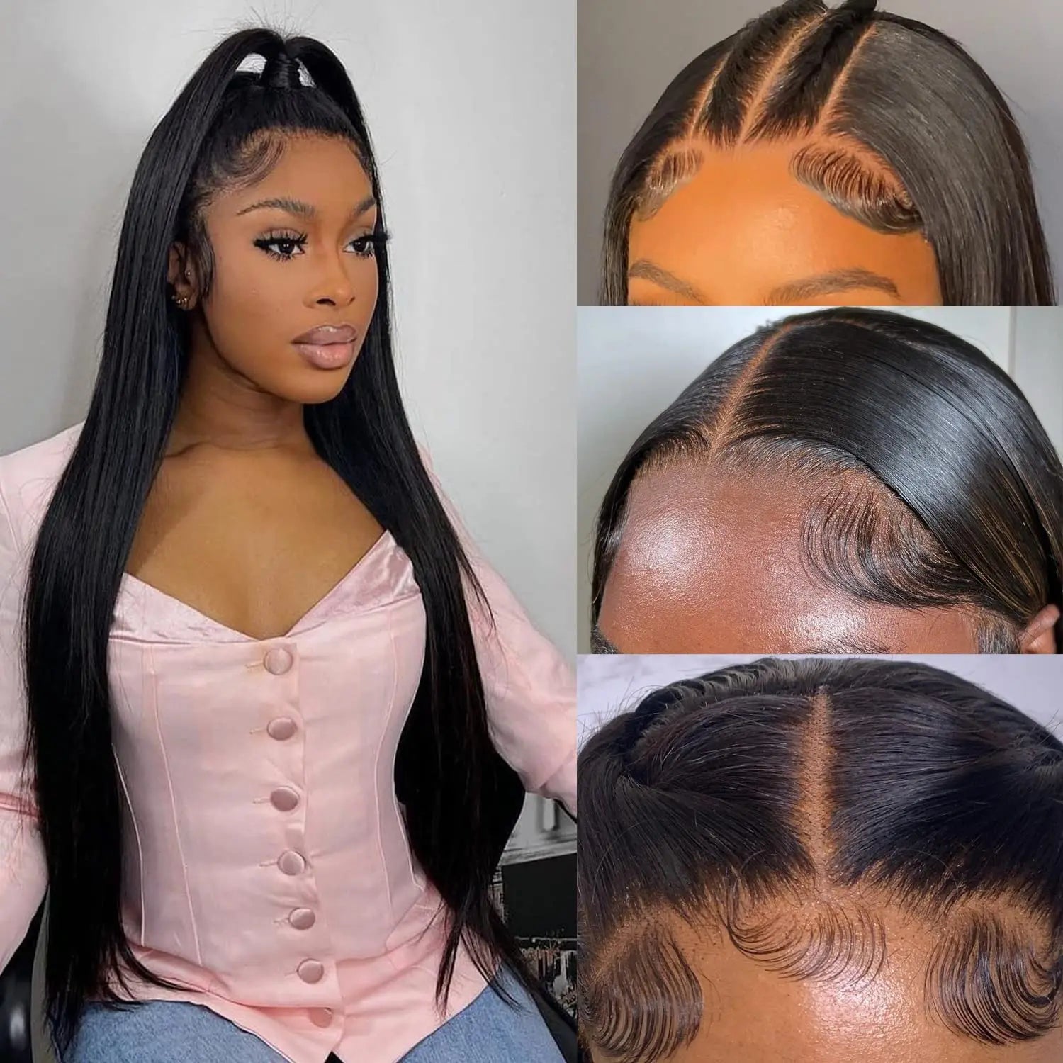Glueless 5x5 7x6 Bone Straight HD Lace Front Wig Straight Human Hair For Black Women Pre Plucked Brazilian Lace Frontal Wigs