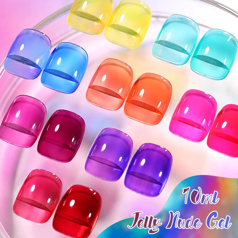BORN PRETTY 10ml Translucent Jelly Nude Gel Nail Polish Colorful  Varnish Semi Permanent UV LED Nail Art  Manicure Gel