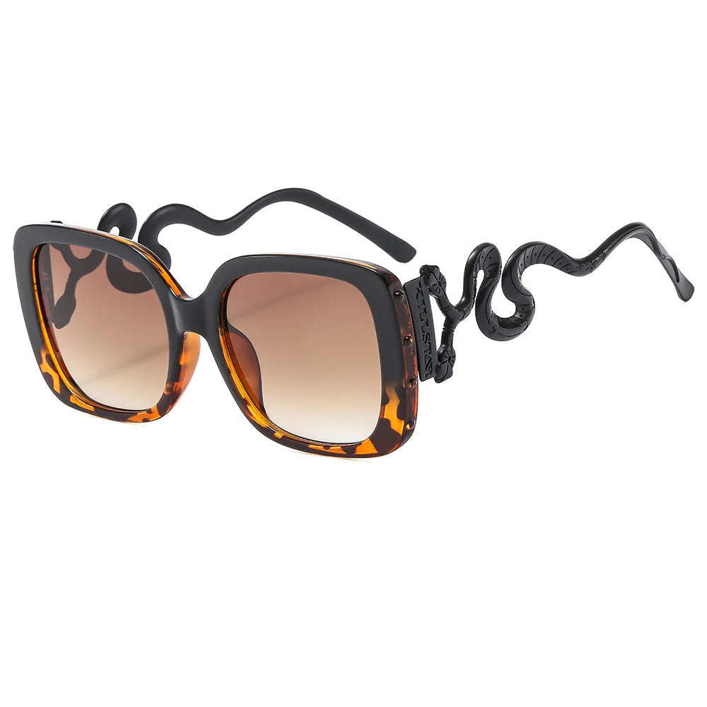 Fashion Luxury Designer Snake Square Women's Sunglasses Sunshade Sunglasses Street Photography Trend Large Frame