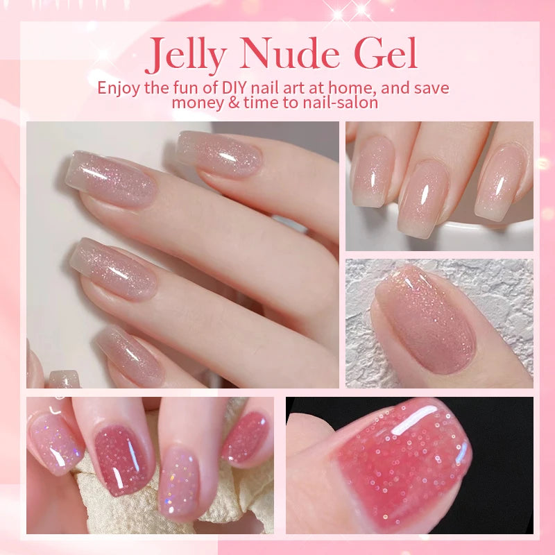 BORN PRETTY 10ml Translucent Jelly Nude Gel Nail Polish Colorful  Varnish Semi Permanent UV LED Nail Art  Manicure Gel