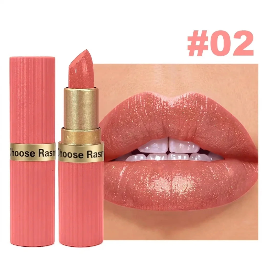 Pearlescent Pink Glitter Velvet Lipstick Metallic Waterproof Long Lasting Matte Shimmer Diamond Lipstick Women Makeup Cosmetic