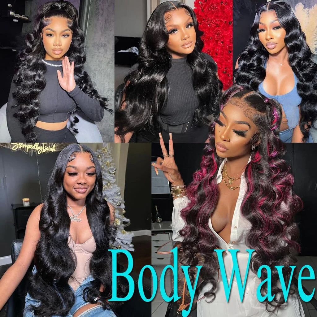 7x6 Gluless Body Wave Human Hair Wigs 13x6 HD Lace Frontal Wigs 40 Inch For Black Women Pre Plucked Loose Wave Lace Frontal Wig