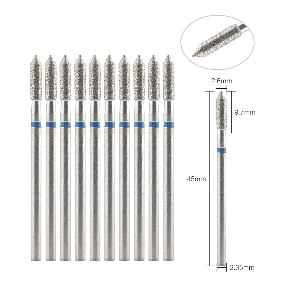 10Pcs Diamond Milling Cutter For Manicure Electric Nail Drill Bits Accessory Pedicure Machine Nail File Gel Remover Tool