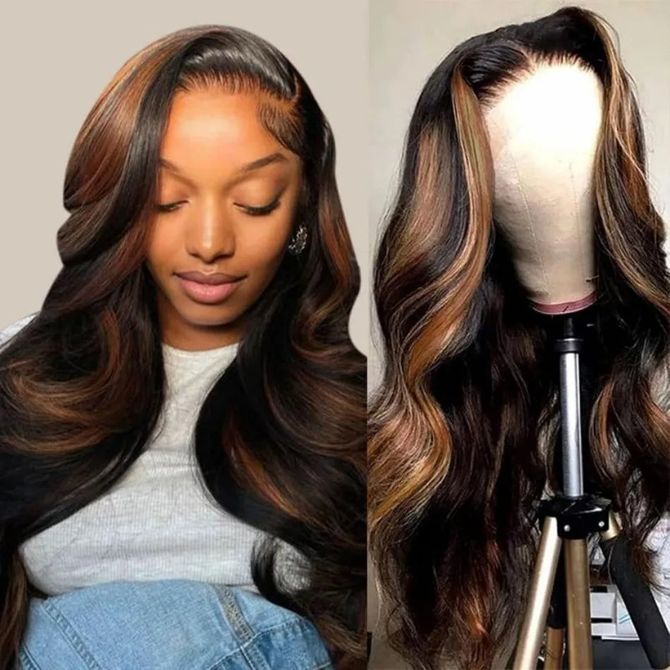 P1B30 Body Wave Human Hair Wigs 13X6 Hd Lace Frontal Wig Highlight Wig Human Hair 250 Density Preplucked Brazilian Wig For Women