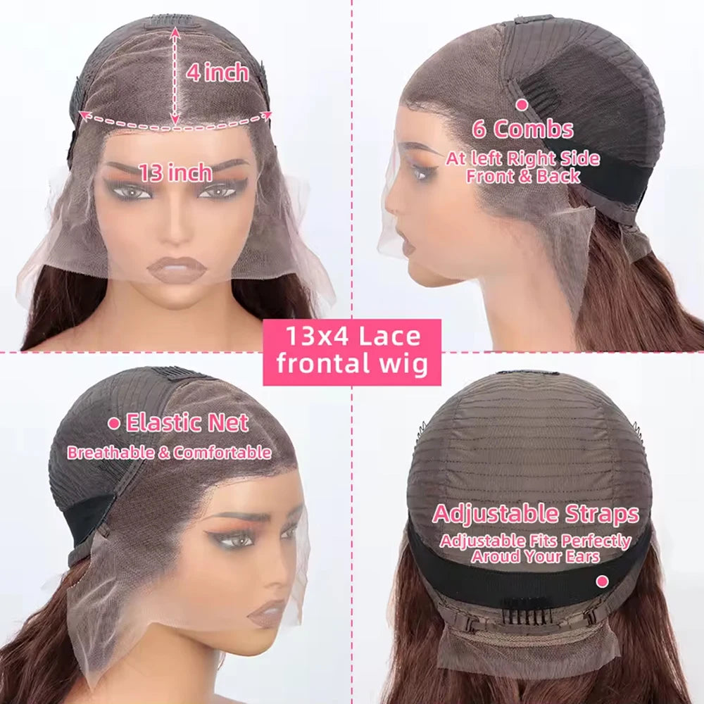 Chocolate Brown Body Wave Bob Wigs Human Hair Wigs 13x4 HD Transparent Lace Frontal Wigs Short Bob Wig of Woman