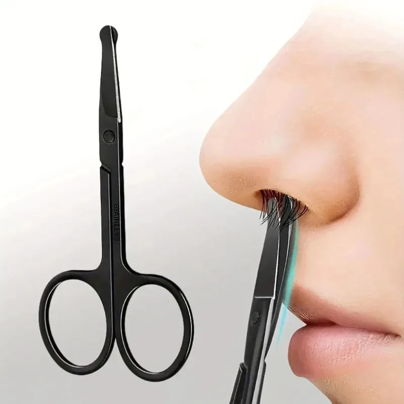 Black Round Head Nose Hair Trimmer, Stainless Steel Safety Nose Trimmer for Men & Women