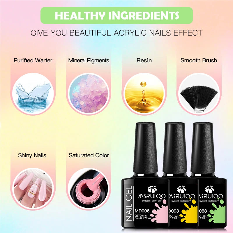 6pc Nail Gel Polish Set All-Season Ultra Pigmented Semi Permanent UV Painting Gel For Nails Salon DIY Manicure Varnish Design