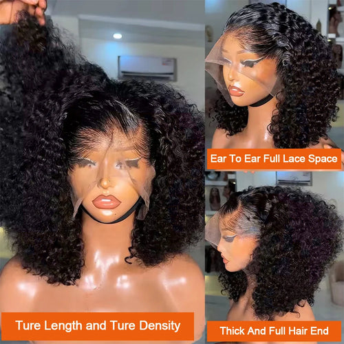 250% Density Burmese Curly Short Bob Wig Human Hair Wigs Deep Wave 13x4 HD Lace Frontal Wig 13x6 Lace Front Wig Virgin Brazilian