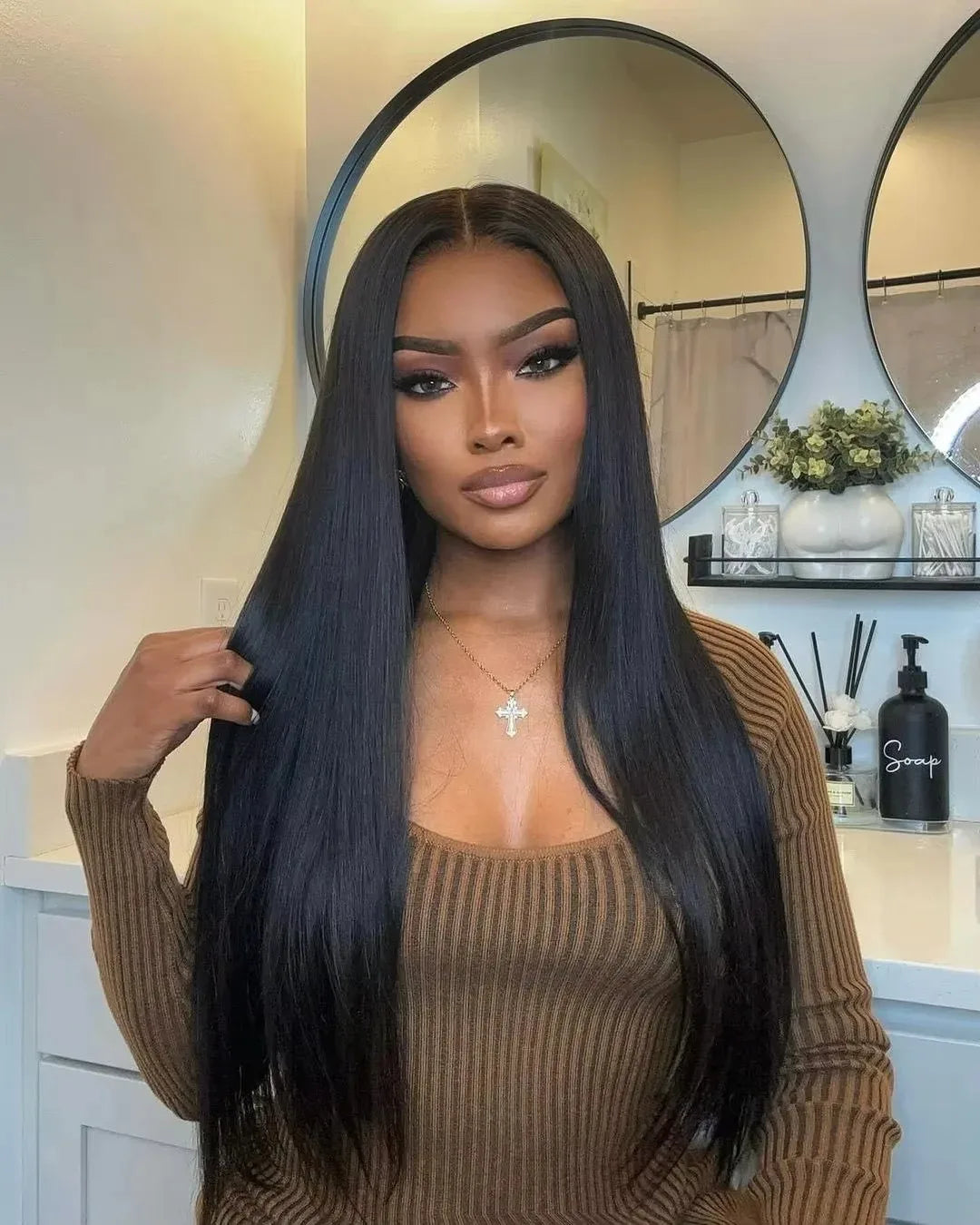 13x4 HD Transparent Bone Straight Human Hair Lace Frontal Wigs 250 Density 4x4 Closure Human Hair Wigs for Women 30 40 Inch
