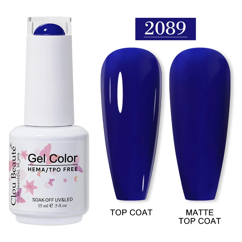 Clou Beaute 15ml Red Color Gel Polish Vernis Semi Permanent UV Varnish Gel Nail Polish Hema TPO Free Nails Art Manicure TOP BASE