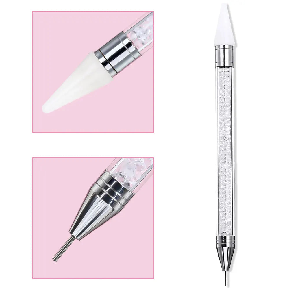 1Pc Dual-ended Rhinestone Gems Picker Dotting Pen Wax Pencil Acrylic Handle Crystal Studs Picker Manicure Nail Art DIY Tools