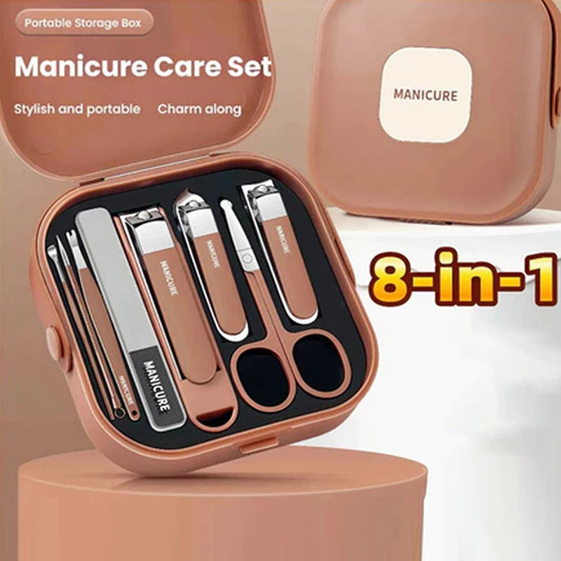 [WHB]8-in-1 Nail Set Tool for Manicure Box Professional Pedicure Nail Cutter Set Nail Care Nail Clipper Kit