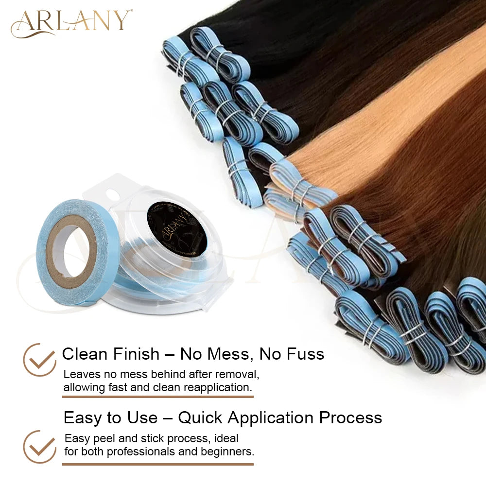 ARLANY 3Yards Double Sided Tape Roll for Tape-in & Tape Weft Hair Extensions, Waterproof, Strong Hold, Invisible, Easy Cut Tape