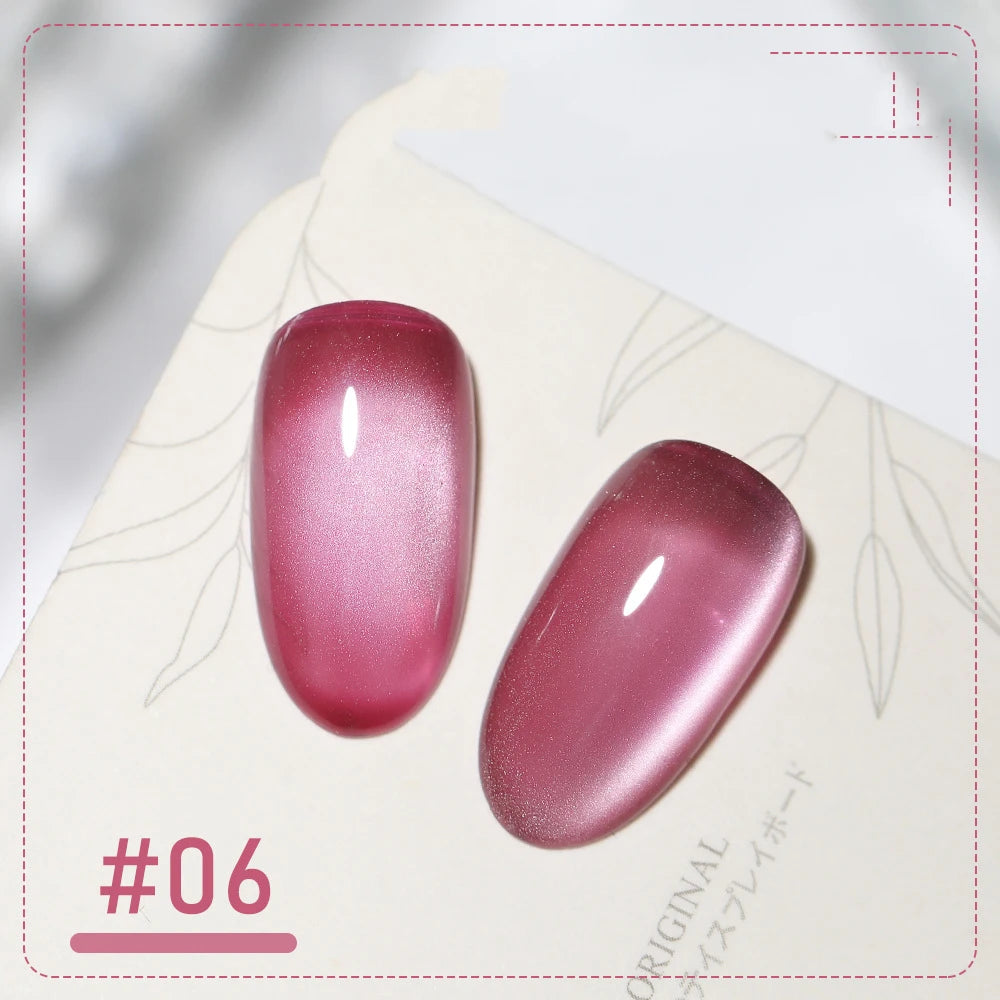 5g/Bottle White Moonlight Nail Cat's Eye Gel Magnetic Satin Gel Polish 9-Colors Soak Off Glitter Phototherapy Manicure Varnish