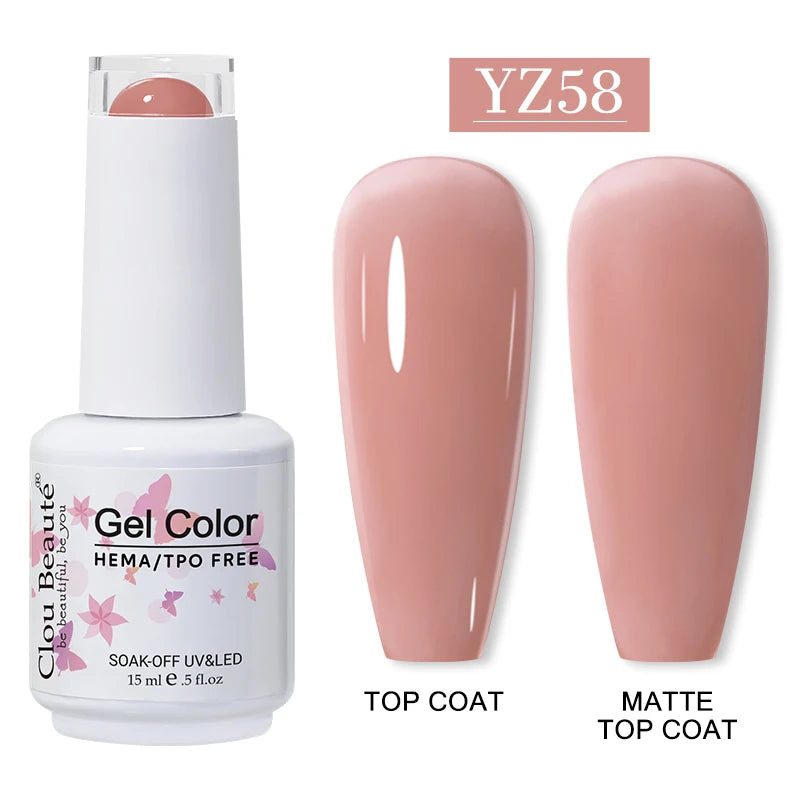 Clou Beaute 15ml Red Color Gel Polish Vernis Semi Permanent UV Varnish Gel Nail Polish Hema TPO Free Nails Art Manicure TOP BASE