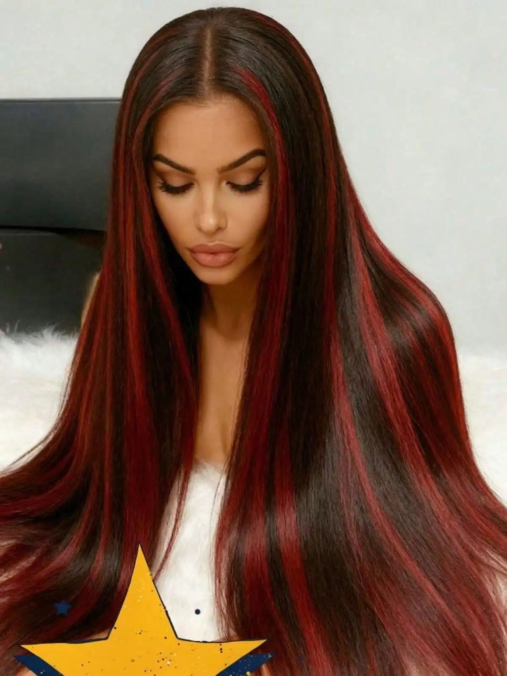 Highlight Burgundy 13x4 HD Transparent Straight Lace Front Wigs Human Hair 200 Density Wigs for Women Pre Plucked Glueless Wigs